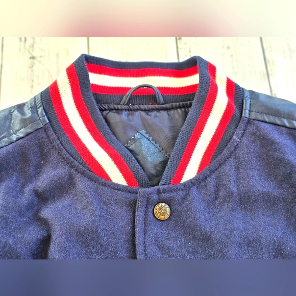 NEW Steve & Barry's Patriotic USA American Flag Eagle Leather Varsity Jacket L - Picture 11 of 16